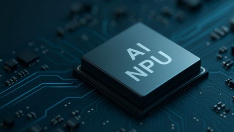 AI NPU chip σε μητρική πλακέτα, τεχνολογικό close-up